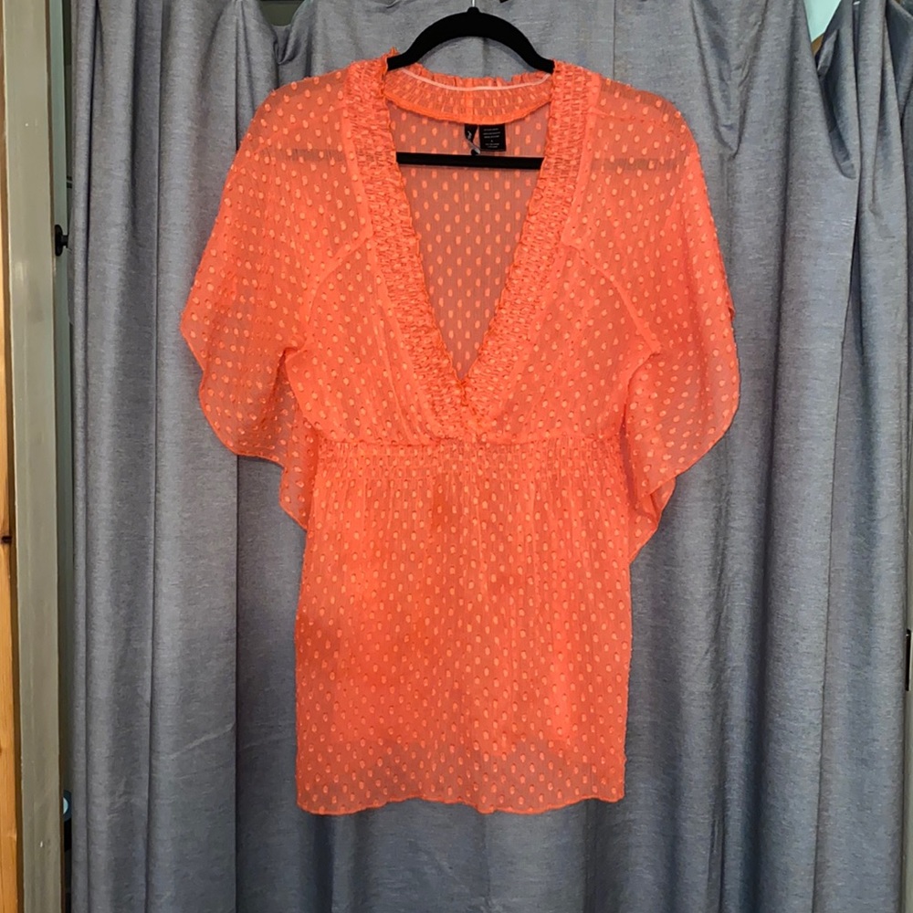 Sheer orange tunic. Size L juniors. Perfect condition
